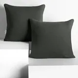 DecoKing 2 Kissenbezüge 80x80 cm Jersey 100% gekämmte Baumwolle Reißverschluss Graphit Amber