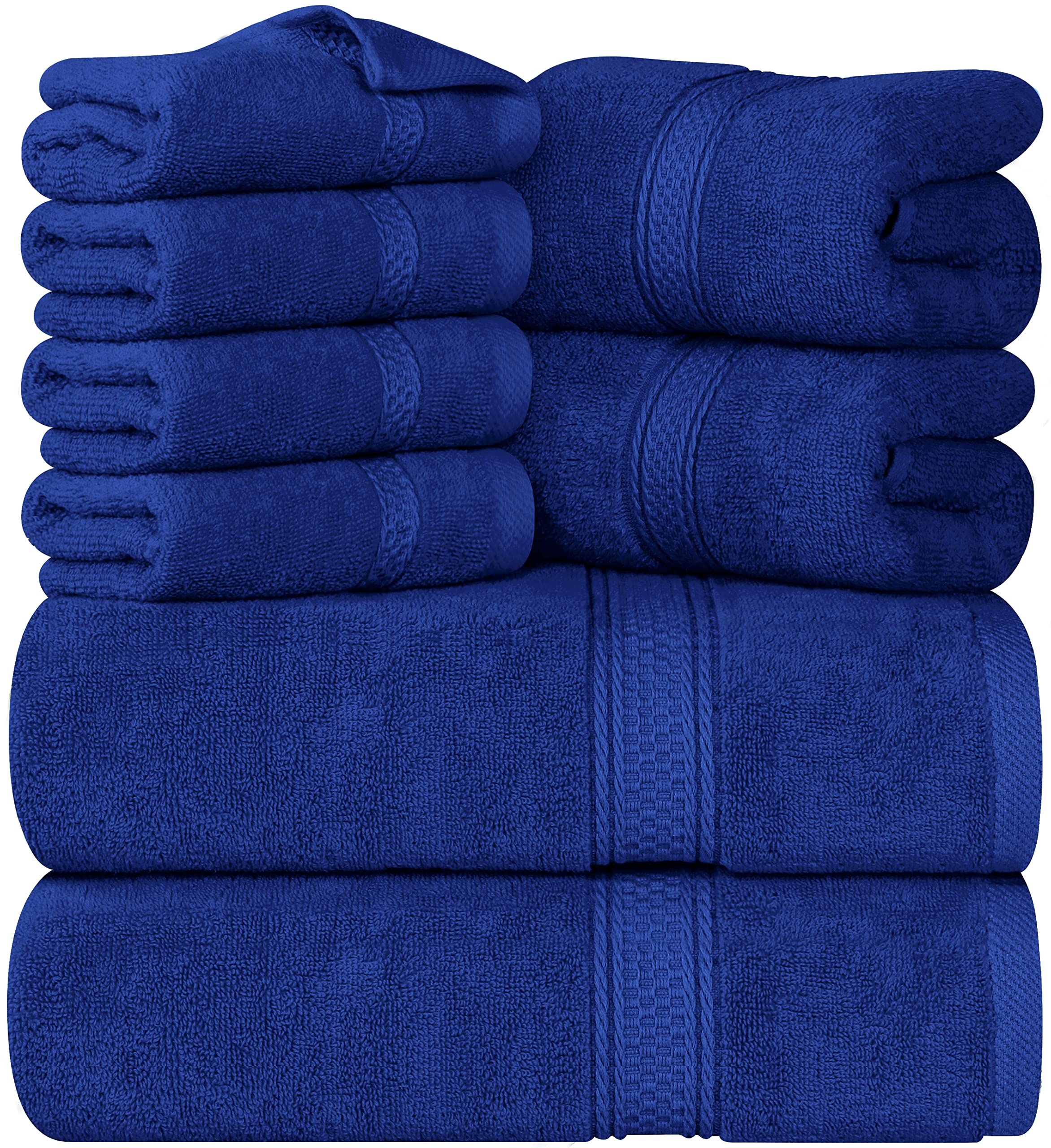 Utopia Towels 8-teiliges Premium-Handtuch-Set, 2 Badetücher, 2 Handtücher und 4 Waschlappen, 600 g/m2, 100% ringgesponnene Baumwolle, Fitnessstudio, Hotel und Spa (Königsblau)