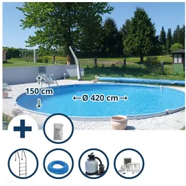 SUMMER FUN Stahlwandpool Set 420 x 150 cm inkl. Sandfilteranlage