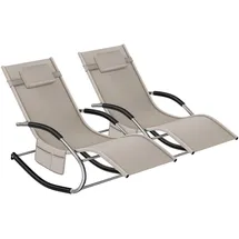 Tectake Taya Sonnenliege 200 x 58 x 55 cm Beige