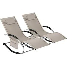 Tectake Taya Sonnenliege 200 x 58 x 55 cm Beige
