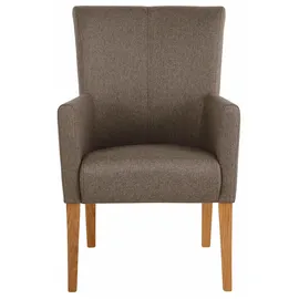 Home Affaire Armlehnstuhl HOME AFFAIRE "King BESTSELLER", braun (braun, eiche natur), B:60cm H:92cm T:65cm, Polyester, Stühle, Armlehnstuhl, Esszimmerstuhl mit bequemer Polsterung, Esszimmersessel mit Armlehnen