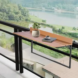 Vevor Balkon-Hängetisch, 1000x345mm, klappbarer Balkonhängetisch, Klapptisch für Geländer im Freien, 5-stufig verstellbar, passend für Geländer von 1 bis 3,7 Zoll, Serviertisch für Terrasse und Deck