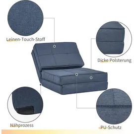 Homcom Schlafsessel Bodensofa Polyester 61 x 58 x 73 cm Blau mit verstellbarer Rückenlehne