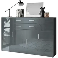 Vladon Highboard, Grau, 166.5x106.5x35 cm, Wohnzimmer, Kommoden & Sideboards,