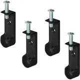 Gedotec Decken-Schrankrohrlager | 4 Stück Kleiderstangen-Halterung Metall | OVAL | Aufhängung für Schrankstangen & Garderobenstangen Schwarz| MADE IN GERMANY |Schrankrohr-Halter mit Schraube M6 x 28mm