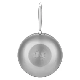 RESTO Kitchenware Wok RESTO KITCHENWARE "Achird tiefe Pfanne aus Tri-Ply (Edelstahl + Aluminium + Edelstahl)", silber (silberfarben), H:7,5cm L:51cm Ø:28cm, Pfannen, Wok, Energieeinsparung 25% durch die dreilagige Basis, ofenfest