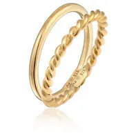 Elli Elli Ring Basic Twisted 2er Set 925 Silber Ringe Damen