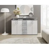 HBZ Sideboard 139 x 90 x 34 cm Grau / Weiß