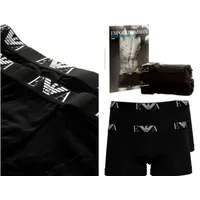 Emporio Armani Herren Essential Monogram 2-pack Boxershorts, Black/Black, L