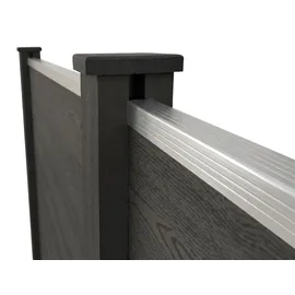 prestige home WPC Sichtschutzzaun Caracas 180 x 900 cm Anthrazit 5 Zaunelemente + 6 Pfosten