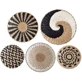 Wedhapy Wandkorb Dekor 5pcs Hanging Rattan gewebte Körbe 7.9, 9,8, 11,8 Zoll rustikal