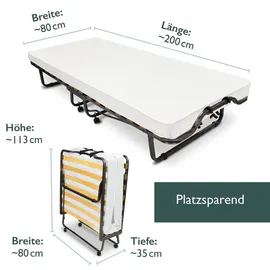 Beautissu Gästebett Klappbett Venetia 80 x 200 cm weiß