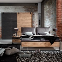 Schlafzimmer Detroit Set 2 Plankeneiche Metall 4-teilig  Industrial Design