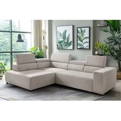 Ecksofa EXXPO - SOFA FASHION "VITTORIO", beige, B:308cm H:73cm T:203cm, Sofas, inkl. Kopfteil- und Sitztiefenverstellung, wahlweise mit Bettfunktion