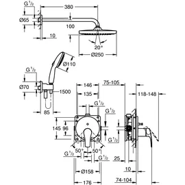 Grohe Eurosmart Duschsystem Unterputz Silber 25288000