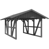 SKANHOLZ Skan Holz Carport Schwarzwald mit Dachschalung 424 x 600 cm Grau