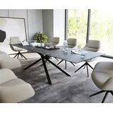 DeLife Esstisch Edge 300x100cm Keramik Laminam®Nero Greco Anthrazit Mittelfuß Kreuz Schwarz, - Grau