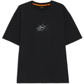Boss T-Shirt BOSS ORANGE "Te voyage", Jungen, Gr. XL, schwarz (schwarz001), Single Jersey, Obermaterial: 100% Baumwolle, unifarben, regular fit hüftlang, Rundhals, Shirts T-Shirt, mit coolem Logo-Druck