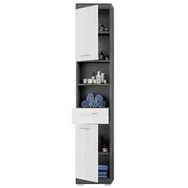 xonox.home Scout Hochschrank 37 x 191 x 31 cm Weiß/Rauchsilber Kunststoff