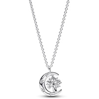 PANDORA Timeless Mond & drehender Lebensbaum Anhänger Halskette aus Sterling Silber mit Zirkonia Steinen, Größe 50cm, 392992C01-50