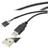 Renkforce USB-Kabel USB 2.0 Pfostenstecker 4pol., USB-A Stecker 0.40 m Schwarz Geflechtschirm RF-5719750