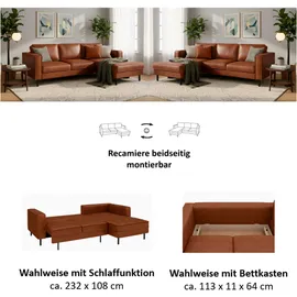 Home Affaire Eckcouch Leder 2-Sitzer Braun