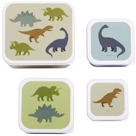 A Little Lovely Company ALLC Lunch & Snack Box 4er Set(Dinosaurier Grün)