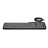 HP Kabelgebundene Tastatur mit 400 Hintergrundbeleuchtung, warmweiße LED-beleuchtete Tasten mit 3 Helligkeitsstufen, schlankes und tragbares Design, 12 programmierbare Tasten, USB-C-Kabel und