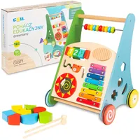 Coil 3-in-1-Kinderwagen aus Holz, Lernspielzeug, Musikspielzeug, Lauflernwagen Labyrinth,Abakus, Zimbeln,