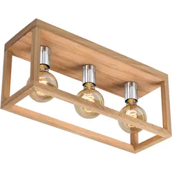 SPOT LIGHT Deckenleuchte "KAGO", chromfarben, holzfarben, H: 25cm, Lampen, Naturprodukt aus Eichenholz, Nachhaltig mit FSC-Zertifikat
