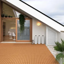 ECD Germany WPC Terrassenfliesen bronze 60 x 30 cm 12 St.
