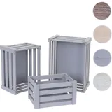 Mendler Holzkiste 3er Set grau