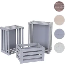 Mendler Holzkiste 3er Set grau