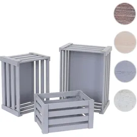 Mendler Holzkiste 3er Set grau