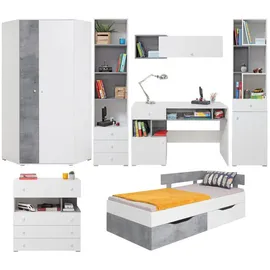 Deine Möbel 24 Jugendzimmer, Weiß, Grau, Holzwerkstoff, 704x190x94 cm, Kinder- & Jugendzimmer, Jugendmöbel, Komplette Kinder- & Jugendzimmer