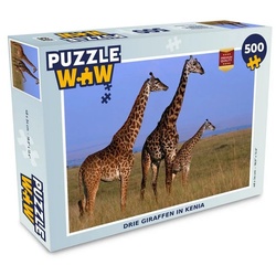 MuchoWow Puzzle Drei Giraffen in Kenia, 500 Puzzleteile, Foto-Puzzle, Bilderrätsel, Puzzlespiele, Spielzeug bunt