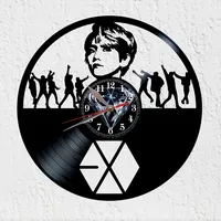 VINY WOODY Wanduhr aus Vinyl-Schallplatte, Silhouette, Band für Jungen, K-Pop