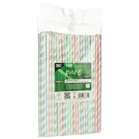 Papstar Trinkhalme Papier 100 St. farbig sortiert
