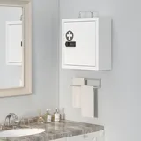 HOMCOM Medizinschrank, abschließbarer Medikamentenschrank mit Griff, 2 Ebenen