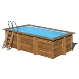 POOLCREW Pool Komplettset Maui, Aufstellpool Set inkl. Pumpe und Filter, Swimmingpool mit Sandfilteranlage und Leiter, Frame Pool rechteckig 427 x 277 x 119 cm