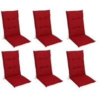 Gardissimo 6x PREMIUM Hochlehner Gartenstuhl Auflagen 120x50x8cm rot