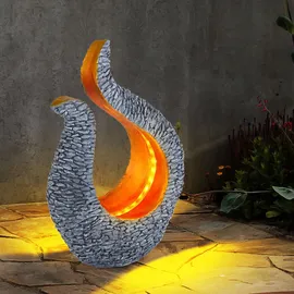 ETC Shop LED Solarleuchte, Skulptur grau, gold