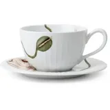 Kähler Teetasse mit Untertasse 38 cl Hammershøi Poppy mit Aquarellmalerei, Weiss