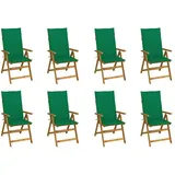 vidaXL Klappbare Gartenstühle mit Kissen 55 x 88 x 111 cm grün 8 St.