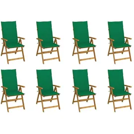 vidaXL Klappbare Gartenstühle mit Kissen 55 x 88 x 111 cm grün 8 St.