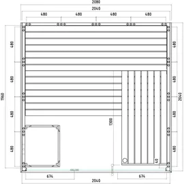 Harvia Alaska View Massivsauna aus Fichte Saunakabine ca. 208x206x204 cm