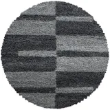 KADIMA DESIGN Teppich Hochflor Langflor Karo Kuschelig Waschbar Strapazierfähig Wohnzimmer Schlafzimmer Rund Grau 80x80 cm – WATZMANN von Kadima Design