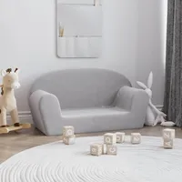 Kindersofa 2-sitzer Hellgrau Weich Plüsch