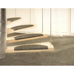 Stufenmatte DEKOWE "Mara S2", grau (smoke), B:25cm H:5mm L:65cm, Sisal, Teppiche, 100% Sisal, große Farbauswahl, selbstklebend, auch als Set 15 Stück